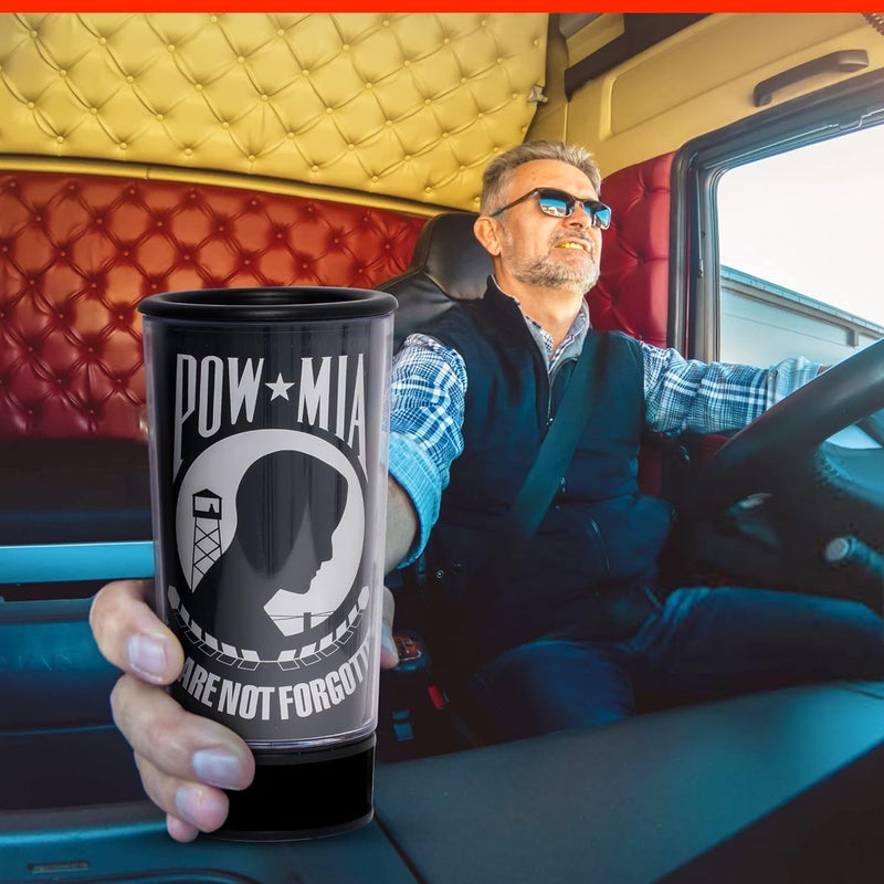 Spit Bud POW MIA The Ultimate Spittoon for Chew - Portable Dip & Snuff Cup with Lid, Pop Tab, Spill-Proof Funnel, Can Cutter & Holder - Fit in Cup Holders - Holds 8oz - Made in USA - Image 2